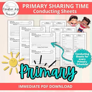 LDS Primary Sharing Time Conducting Sheets | Primary Presidency Helps | Instant Download | PDF | Print and Go