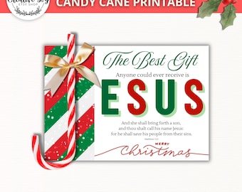 Le meilleur cadeau avec une étiquette de Noël Jésus en sucre de canne à imprimer | Cadeau de Noël chrétien SDJ | Primaire | Jeunes femmes | Société de Secours