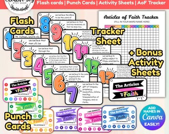 LDS Articles of Faith Printable Bundle | Articles of Faith Flash Cards | Articles of Faith Punch Card | Articles of Faith Tracker | Primary