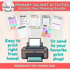 Primary Valiant Activities Printables | LDS Activity Days Planner ...