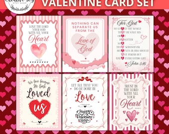 Bible Verse Valentine Cards Printable | LDS Christian Valentine Cards | Scripture Valentine Gift | Ministering & Church Valentine | Set of 6