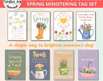 Spring Ministering Gift Tags Bundle | Ministering Sister | Relief Society | Young Women | LDS Relief Society Ministering