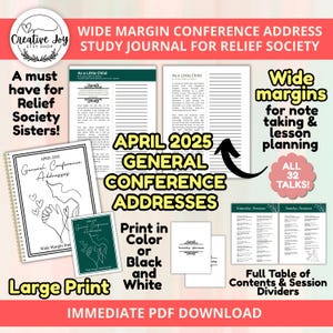 LDS General Conference Addresses April 2025 | Digital PDF | LDS Relief Society Study Companion | Conference Talks | Wide Margin