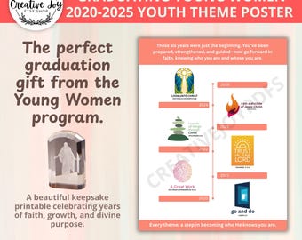 Young Women Graduation Gift | LDS YW Theme Printable Keepsake | 6 Years of Youth Themes | LDS Girls Faith Gift
