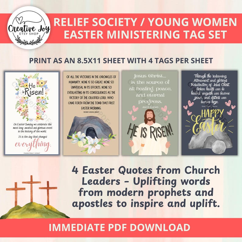 He is Risen Easter Ministering Gift Tag Bundle | April Ministering Tag ...