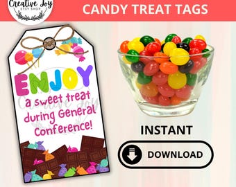 LDS General Conference SWEET TREAT Tag Printable | Young Women | Young Men | Primary | Ministering | General Conference Reminders