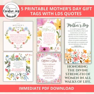 Etiquetas de regalo imprimibles para el Día de la Madre SUD / Tarjeta de ministración para el Día de la Madre / Folleto para el Día de la Madre / Regalo para mamá / Descarga instantánea / Cita SUD
