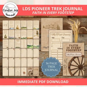 LDSトレッキングジャーナル印刷可能 | 開拓者手押し車トレッキング | 信仰の言葉、ジャーナル、証言ページ | 簡単に折りたためる5.5 x 8.5 | 印刷可能なダウンロード