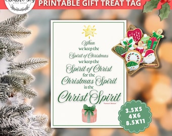 Christmas Spirit Printable Gift Treat Tag | LDS Thomas S Monson Quote | Ministering Gift | Christian Christmas Gift Tag | Instant Download