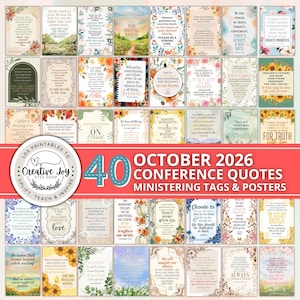 October 2026 General Conference Quotes – Set of 40 Printable Cards | Ministering Gift | Relief Society | Young Women Handouts | Lesson Help