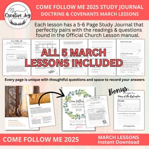 Come Follow Me 2025 Doctrine and Covenants March Lessons | Study Journal Workbook | Book of Mormon | LDS Scripture Study Guide