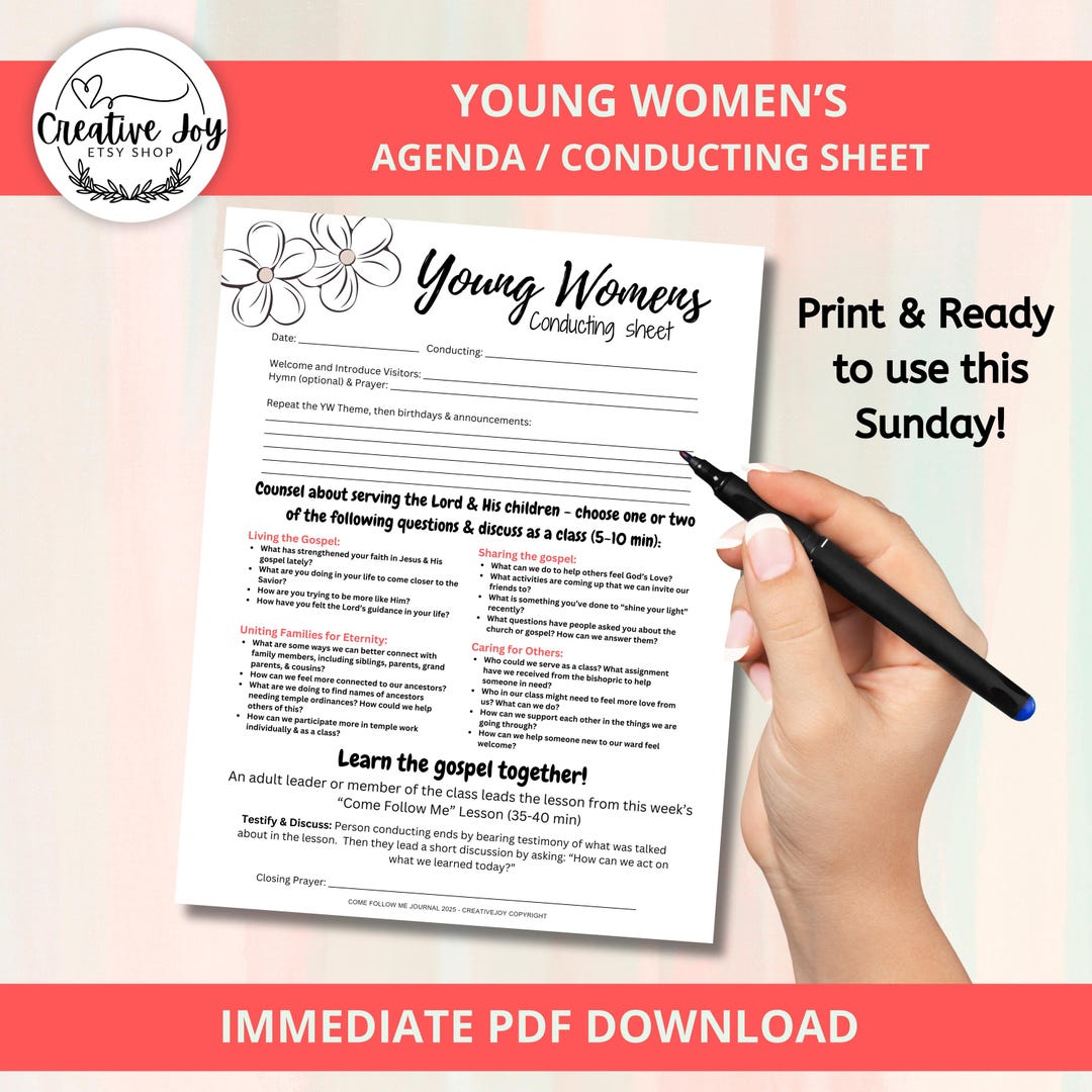 LDS Young Women Class Conducting Agenda Counsel Together 2025 - Etsy
