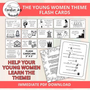 Tarjetas didácticas con el tema de las Mujeres Jóvenes / Herramienta de estudio y memorización de las Mujeres Jóvenes SUD / Descarga digital imprimible