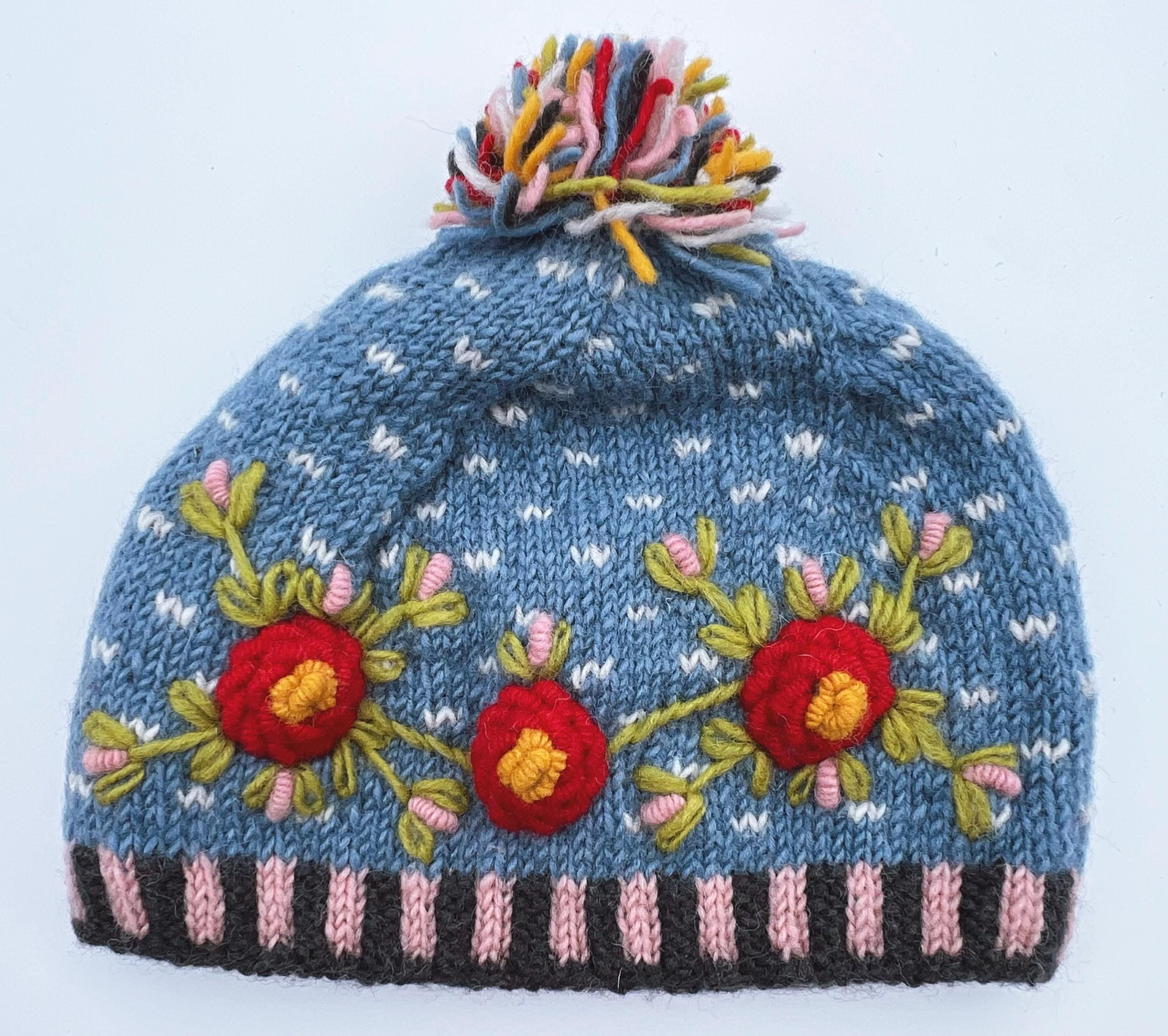 Cozy Nepal Handmade 100% Wool Hat - Embroidered Warm Beanie  display picture 2