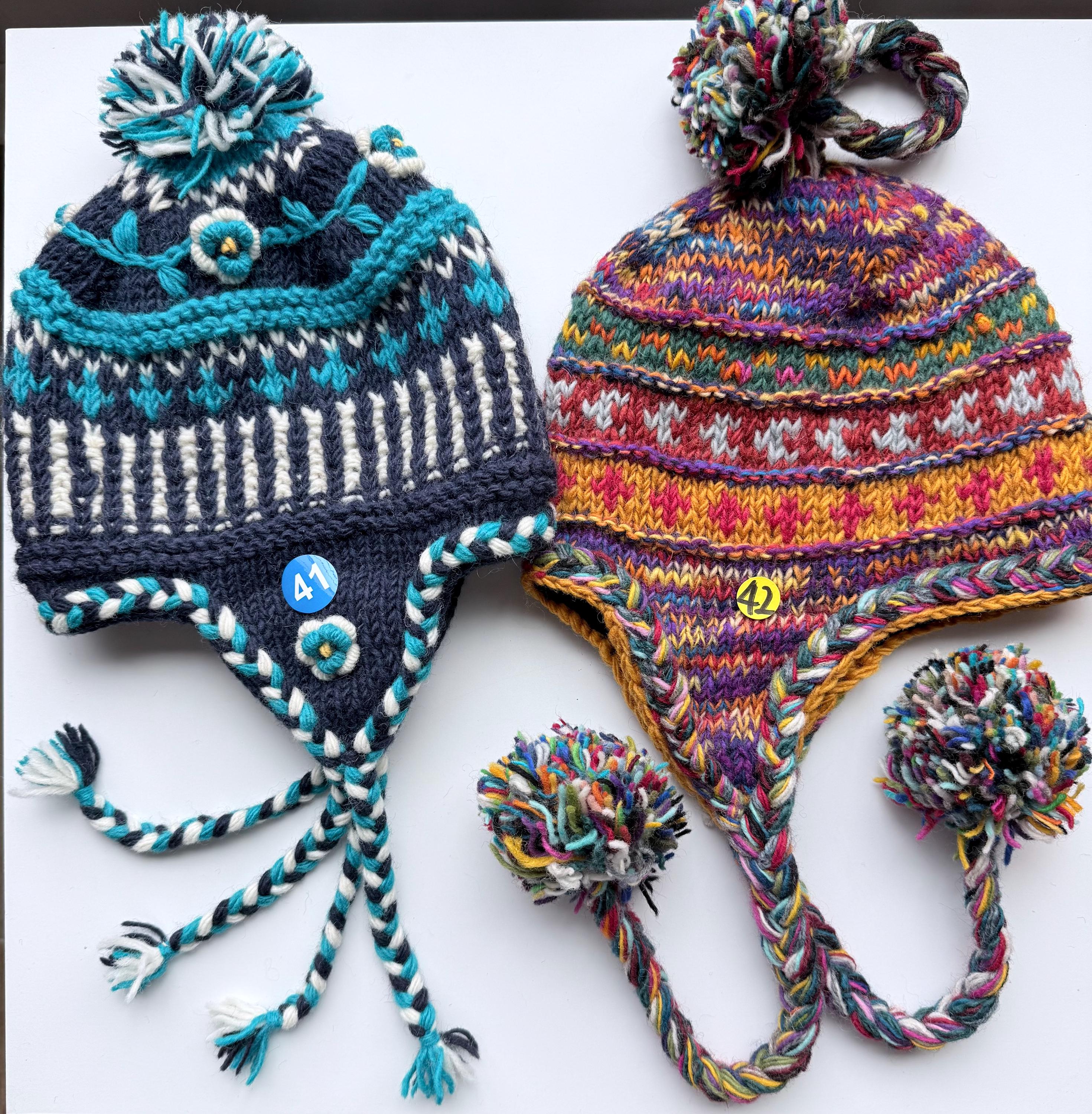 French Knot Wool Winter Hat Made in Nepal Fleece Lined Women\'s OSFM Pom‎ Pom Cap Nepal Hat Shanghai-la Wool Beanie Pompom OSFM | Mercari main image 3