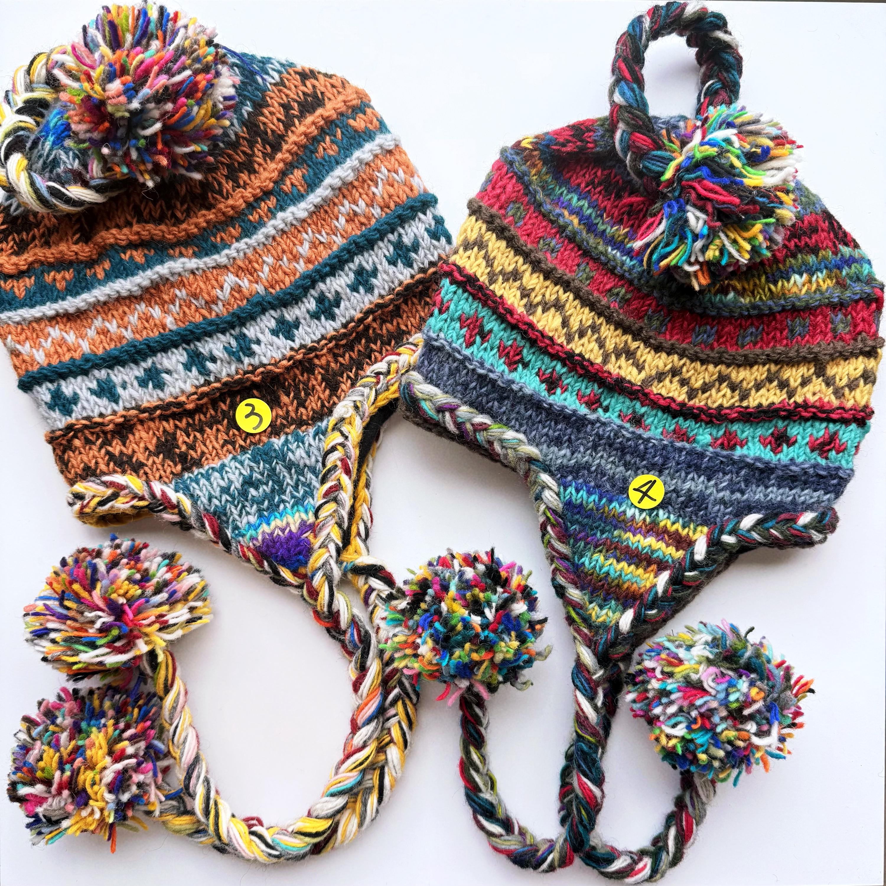 Napal Wool Multicolor Knit Earflap Headband Hat Nepal Earflap Hat - Etsy main image 3