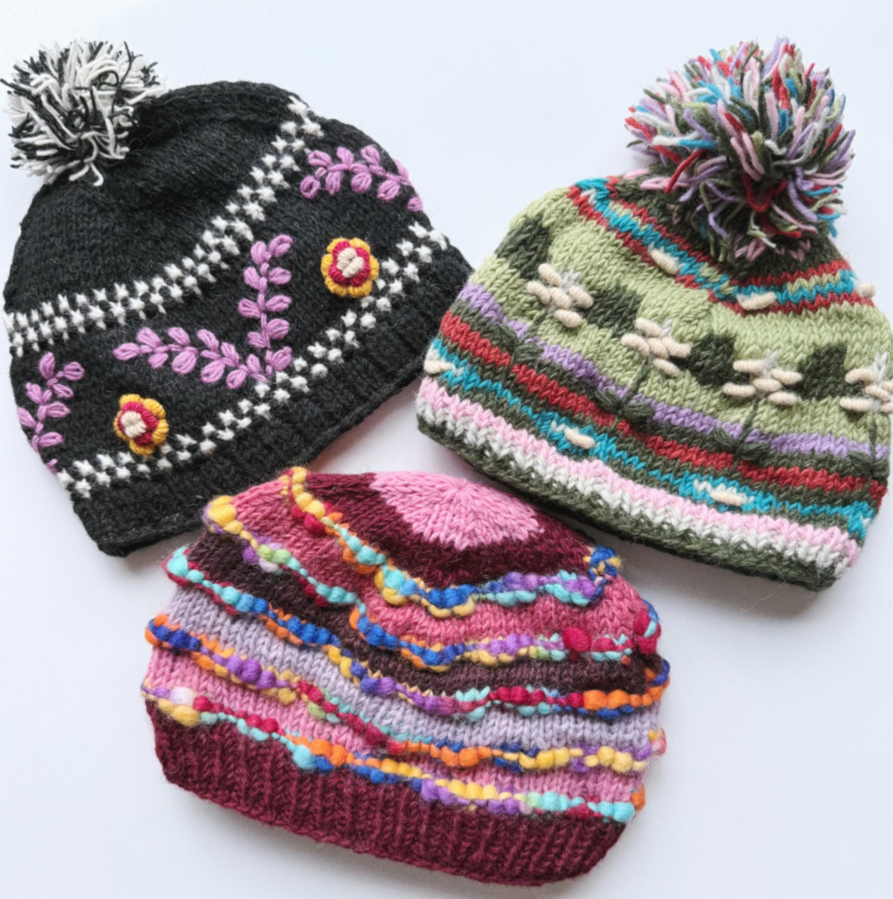 Hand Knit Beanie Hat Stocking Cap Multicolor Pattern Luxury Premium Wool Blend Melting Marl Hat - Westknits main image 3
