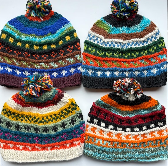 New! Unique, artisan-made knit cap. One Size. Hand Made Knit Adult Womens Hat One Size Fits Most Very Warm  main image 2