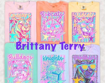 Camiseta con mascota personalizada, espíritu de equipo personalizado, camiseta preppy para el día del partido, colores cómodos, orgullo escolar, camiseta de equipo preppy, día del partido brillante, camiseta escolar