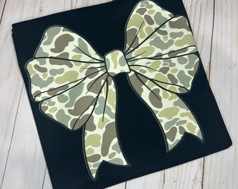 Camo Bow Shirt, Damen Camouflage T-Shirt