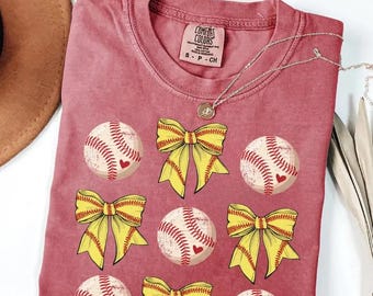 Comfort Colors® Softball Baseball Shirt, Cute Softball Mama Shirt, Womens Baseball Shirt, Baseball Lover, Baseball Season, Coquette Baseball