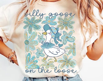 Retro Comfort Silly Goose Shirt, Silly Goose On The Loose, Funny Cowgirl Shirt, Funny Western Tee, Funny Graphic Tee, 90s Aesthetic Shirt