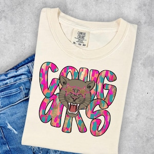 Camiseta de mascota de los Cougars, camiseta de fútbol, camiseta de mamá de fútbol, camiseta linda para el día del juego, camiseta de mascota, camiseta de mascota escolar, camiseta de los Cougars