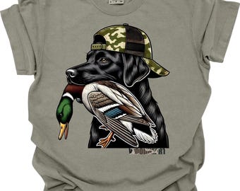 Black Lab Duck Hunting Comfort Colors Shirt, Waterfowl Hunter Gift