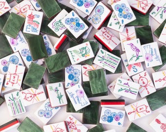 Miss Classic Mahjong Tile Set in Malachite