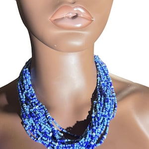 Authentic Maasai Beaded Necklace – Handmade Multi-Strand Tribal Jewelry. Layered Tribal-Inspired Beaded Jewelry