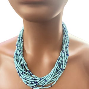 Authentic Maasai Beaded Necklace – Handmade Multi-Strand Tribal Jewelry. Layered Tribal-Inspired Beaded Jewelry
