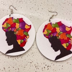 African wooden painted earrings - black history month
