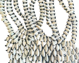 Handmade Cowrie Shell Necklace: Tribal Beaded Afrocentric Jewelry
