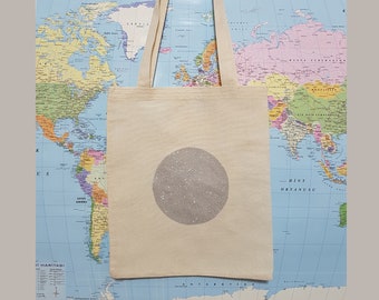 Natural cotton tote bag, Raw cotton reusable gift wrap bag, Hobo grocery bag, Grey glittered aesthetic tote handbag, Canvas shoulder bag