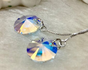 Swarovski Disc Earring Threaders Crystal AB Earrings