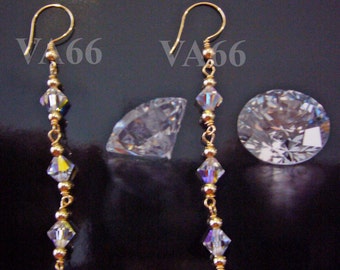 925 Sterling Silver or 14K Gold Filled Swarovski Bicone Earrings Ur Col choice bride, bridal, weddings, mob, prom, gift