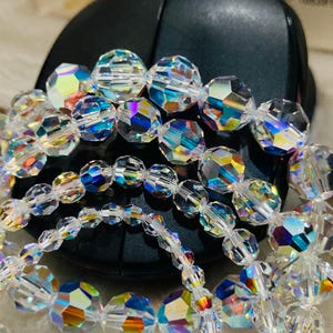 Bracciale rigido elastico Swarovski Crystal AB Aurora Boreale Bianco Rotondo 4 mm 6 mm 8 mm 10 mm Sposa Gioielli da sovrapporre Adatto a tutti