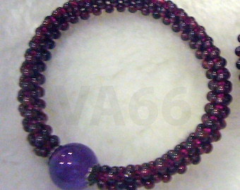 Garnet Amethyst Gemstone Crystal Bracelet Elastic Stretch Handwoven Fits All Sizes Chakra Yoga Gemstones Properties Authentic Purple Maroon