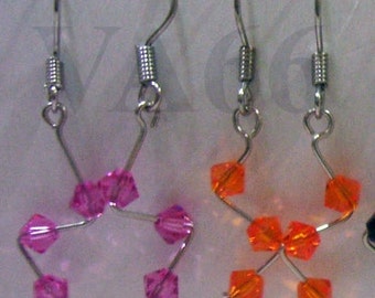Handmade Swarovski Crystal Zig-Zag Earrings U Choose Col Present for Children everyday wear, party, favors, gift