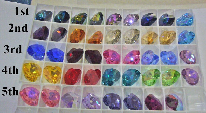 Swarovski 6202 14mm Heart Crystal Pendant Necklace AB Choose Color ideal for Birthday Gift, Bridal Shower, Bridesmaids, Flowergirls image 3