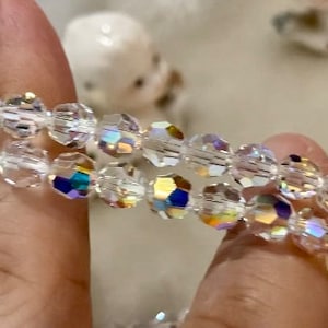 Elastic Stretch Swarovski Crystal AB Aurora Borealis Anklet Ankle Bracelet Layering Jewelry Stacking Fits all Custom Beach Bare Feet Jewelry
