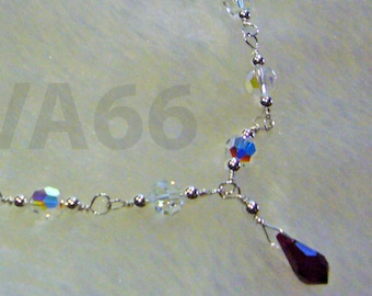 925 Sterling Silver Swarovski Crystal Anklet Teardrop Wire Wrapped Crystal AB n Black Colors Bridal jewelry, demoiselles d’honneur, Mariée, Prom, MOB