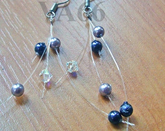 Illusion Earrings Wisps of Floating Crystals n Pearls  in the Air Many Colour Choices Pearl earrings Bridesmaids, Prom, Bride, MOB, Gift