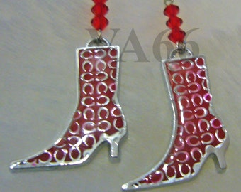 Red High Heel Stilleto Shoe Earrings with Swarovski Crystals for Bridal Shower Bridesmaids Party Favors