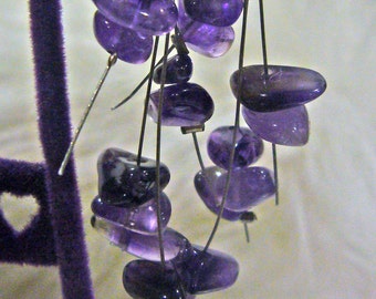 Purple Amethyst Floating in the Air Gemstone Earrings Choice of Gemstone chips