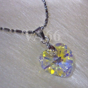 Swarovski 6202 14mm Heart Crystal Pendant Necklace AB Choose Color ideal for Birthday Gift, Bridal Shower, Bridesmaids, Flowergirls image 2