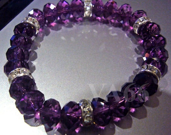 Elastic Stretch Swarovski Crystal Bracelet Donut Rondelle Choose Cols 5040 Diamond Rondelles Diamante Bride, Bridesmaids, MOB, Birthday