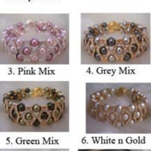 Bridal 27 Color Choices 18KGP Rhinestone Swarovski Pearl Bracelet 6mm, Bride, Bridesmaids, Flower girl, maid of honour, bridal party image 2