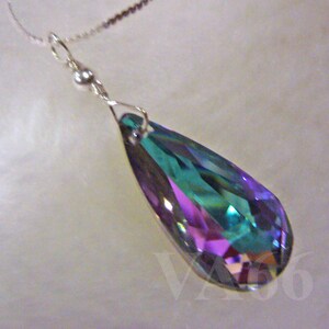 Bridal 925 Sterling Silver VL Vitrail Light Baroque Swarovski Crystal Pendant Necklace Wire Wrap 6100 Pear Teardrop Choose Color Bridesmaids image 2