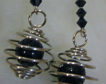 Black Swarovski Pearl in Cage and Crystal Earrings Colors Caged Pearl for Bridal Party, Party Favors, Bridesmaid, Flower Girl